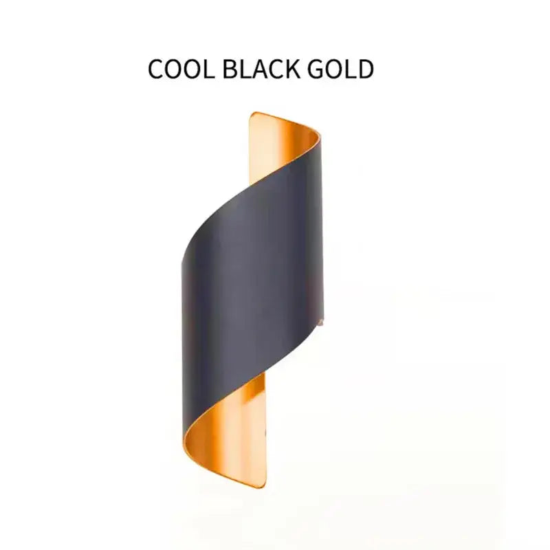 DecorBites led spiral wall sconce with matte black and polished gold finishes for outdoor home and balcony lighting