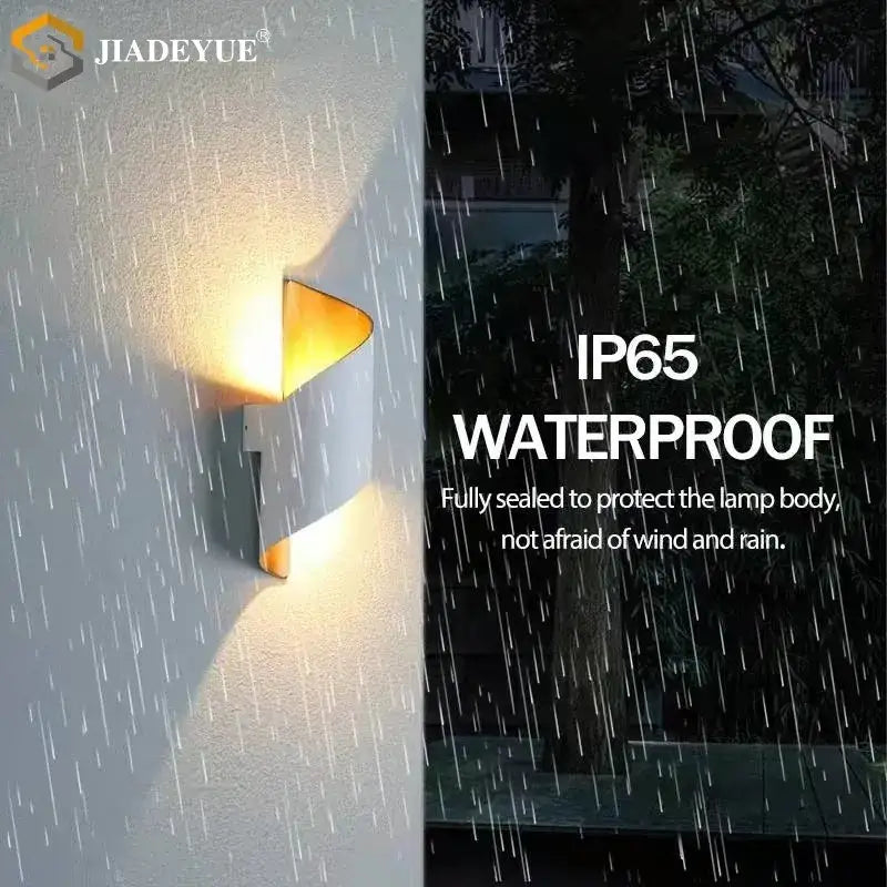 Modern white decorbites led spiral wall light with sleek triangular design and ip65 waterproof rating for outdoor use