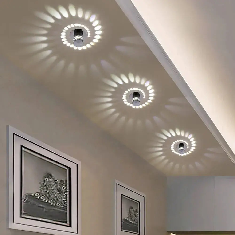 Three decorbites led spiral wall lights with circular spiral patterns emit bright white glow for stylish wall light decor