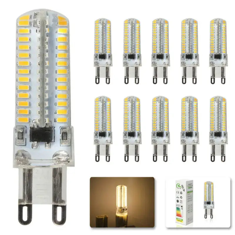 Clear glass led bulb with multiple yellow leds in vertical pattern and g9 base for decorbites led spot light 5w