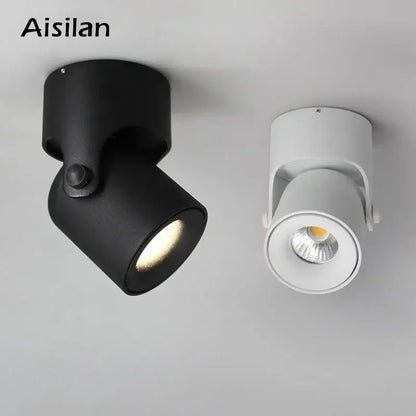 Decorbites led spot black and white aisilan adjustable led spot light cob with matte finish for foyer ceiling lighting