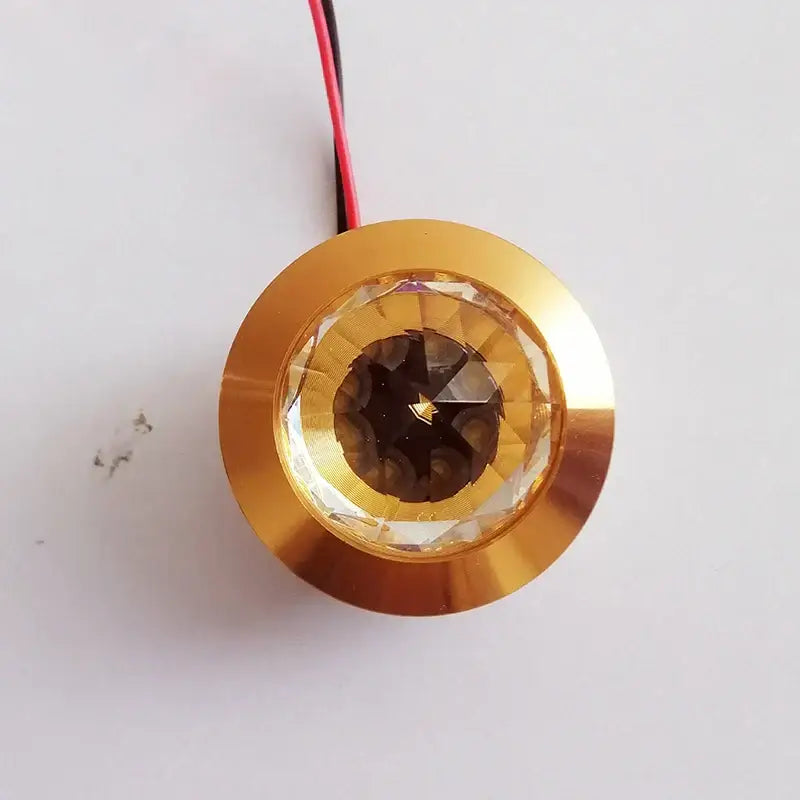 Gold-colored decorbites led spot light mini 3w with faceted crystal centerpiece and red black wiring for home use