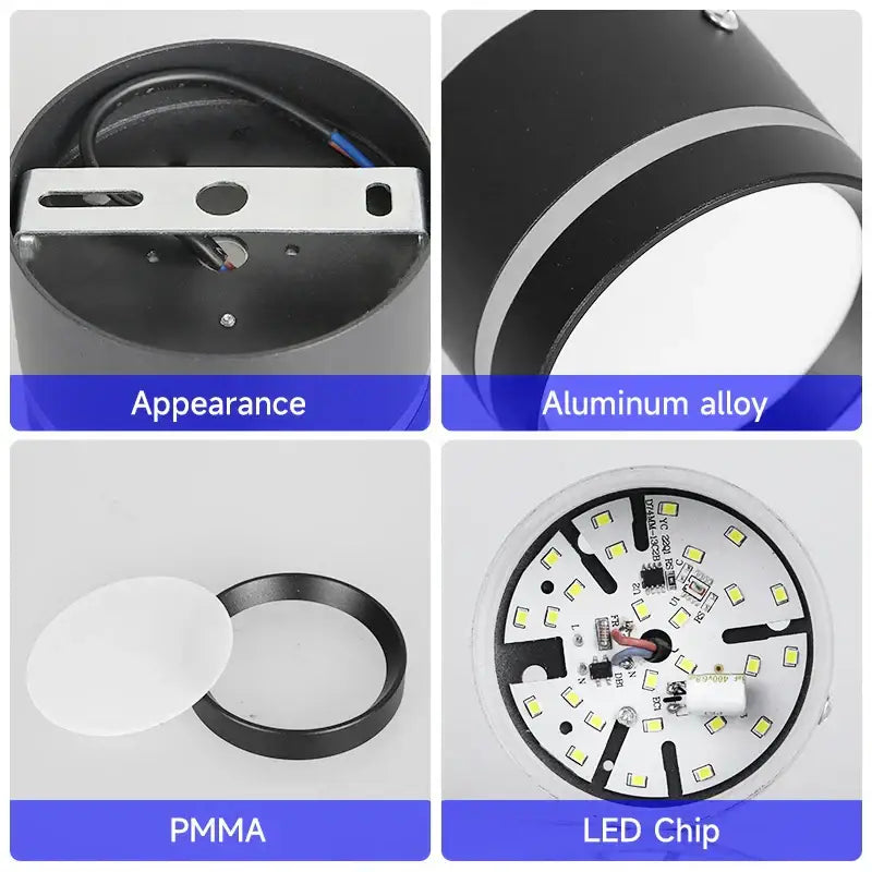 Black cylindrical decorbites led spot lighting ceiling downlight made of aluminum alloy with white pmma lens and integrated led chip