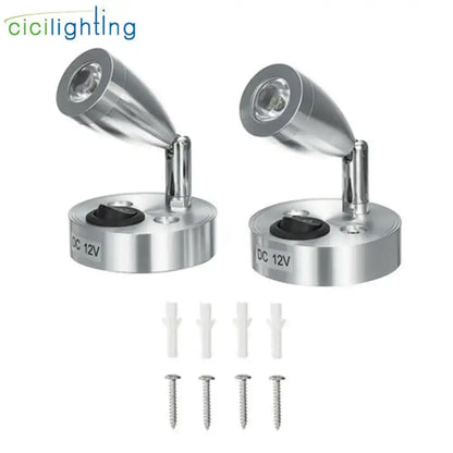 Silver metallic decorbites led spot reading light 2pcs dc12v 3w 6000k cold white for rv caravan camp boat