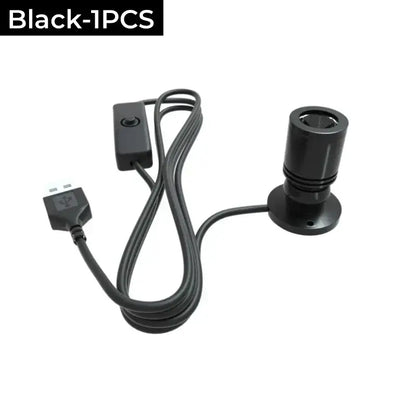 Black decorbites led spotlight with cylindrical head and adjustable base for cabinet shelf and ceiling lighting
