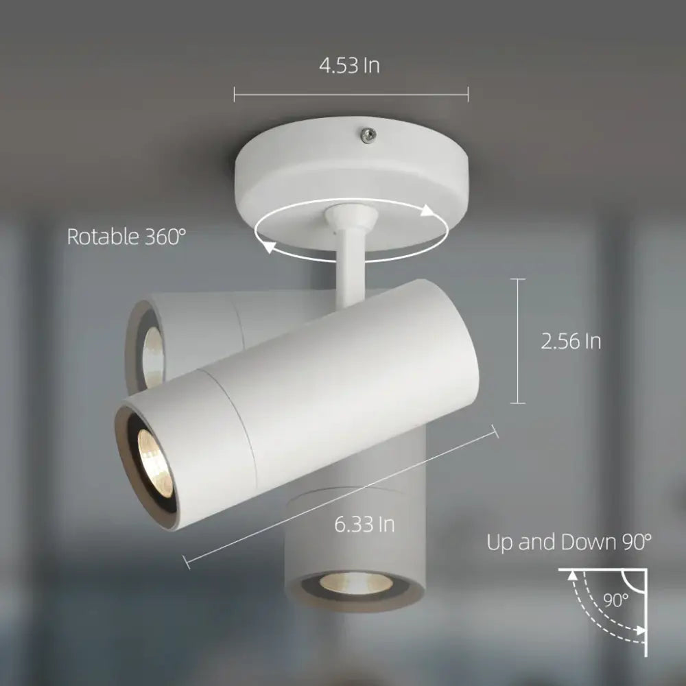 White cylindrical decorbites led spotlight with two adjustable heads for bedroom living room and corridor use