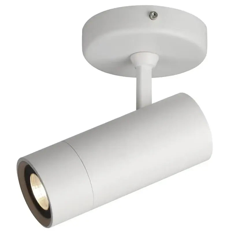 White cylindrical decorbites led spotlight with matte finish and adjustable head for bedroom and living room lighting