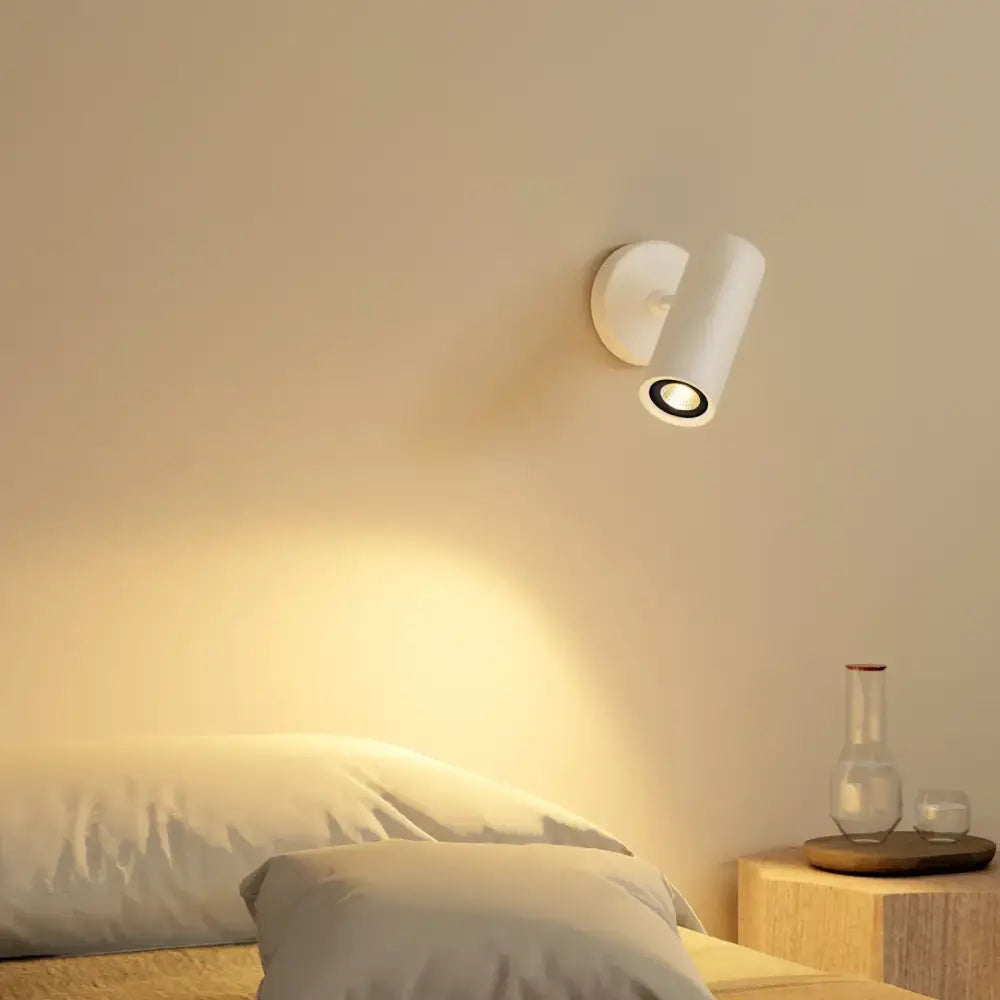 White cylindrical wall-mounted decorbites led spotlight with adjustable dimmable gu10 downlight for bedroom and corridor