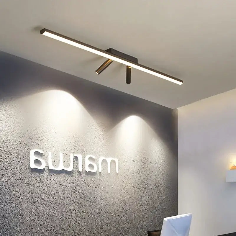 Modern brushed brass linear pendant light with integrated spotlights decorbites led spotlight ceiling lamp for home lighting