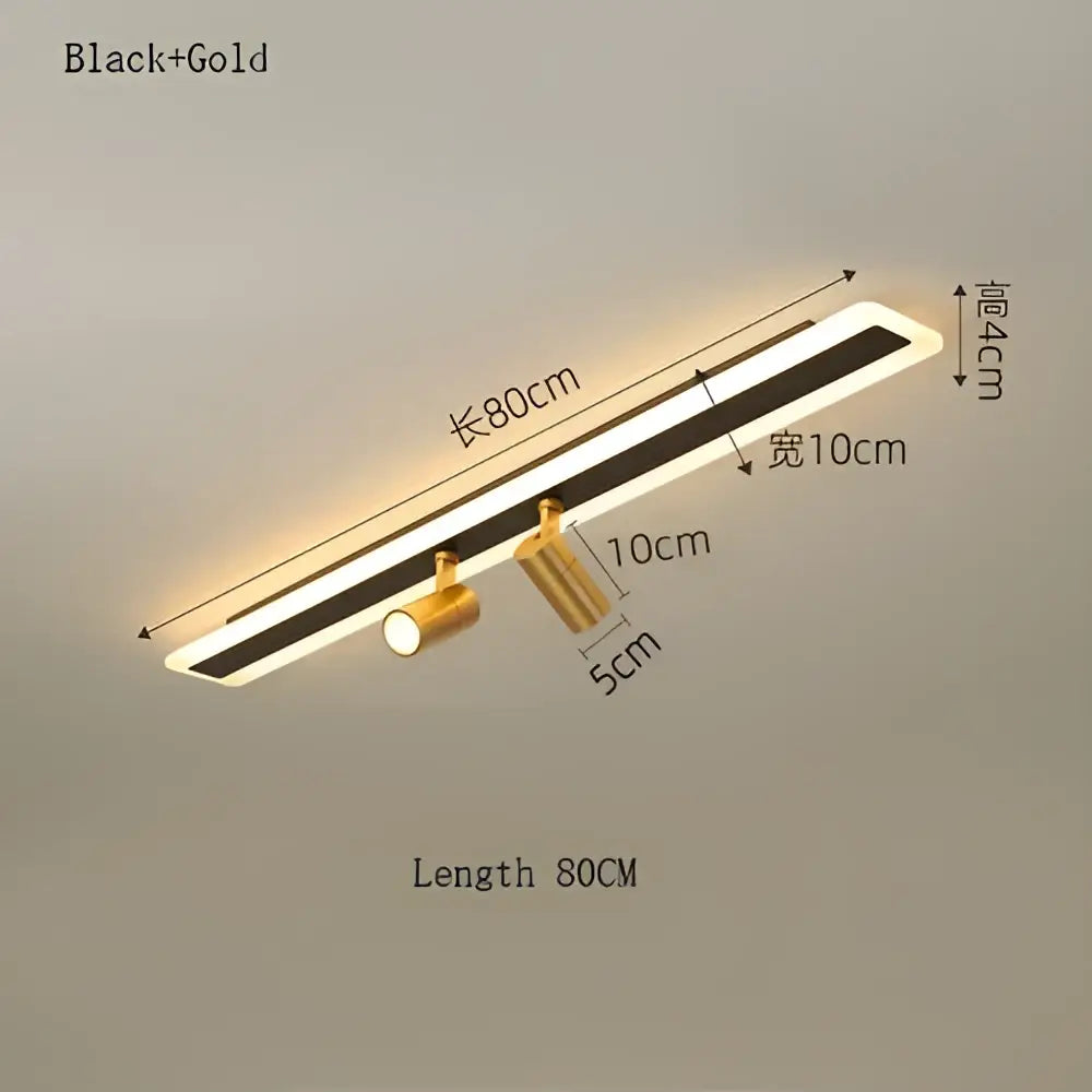Black and gold decorbites led spotlight ceiling lamp with sleek rectangular design for bedroom and kitchen lighting