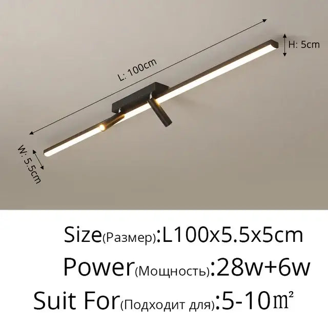 Modern minimalist decorbites led spotlight ceiling lamp with black metal frame and integrated led strips for bright lighting