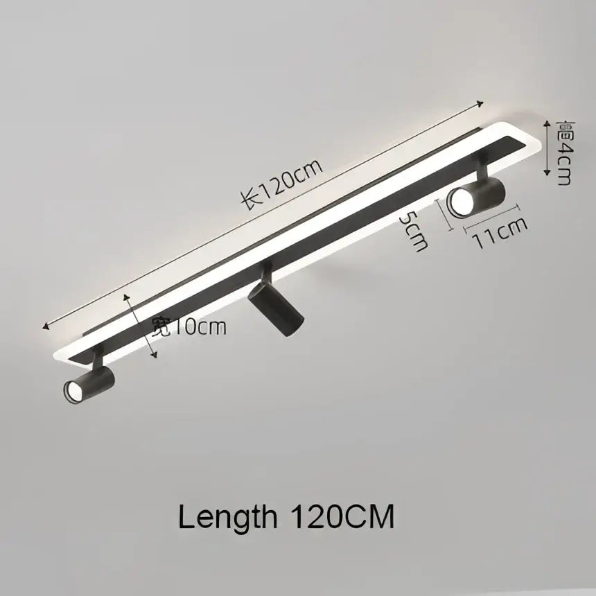 Black and white modern linear decorbites led spotlight ceiling lamp with three adjustable led spotlights for living spaces