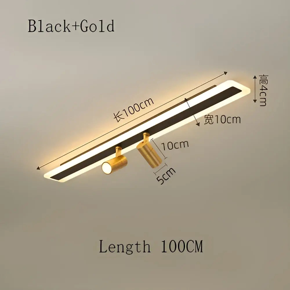 Black and gold decorbites led spotlight ceiling lamp with sleek rectangular design and two adjustable spotlights for rooms