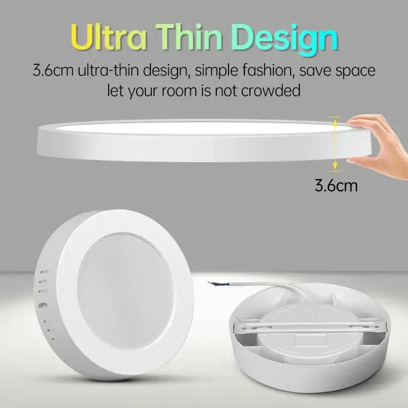 White ultra-thin circular led ceiling light with 3.6cm thickness for space-saving installation by decorbites led square