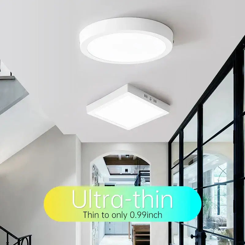 White ultra-thin decorbites led square ceiling light in circular and square designs for modern kitchen decor