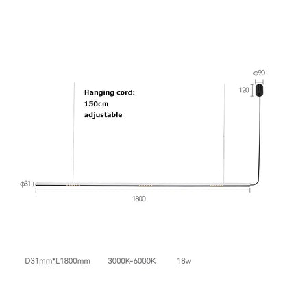 Decorbites led square sensor chandelier featuring 1800mm silver linear pendant with dimmable 3000k to 6000k lighting
