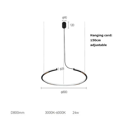 A sleek black and white decorbites led square sensor chandelier with an adjustable 150cm cord for living room lighting