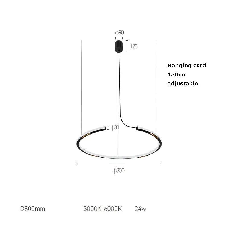 A sleek black and white decorbites led square sensor chandelier with an adjustable 150cm cord for living room lighting