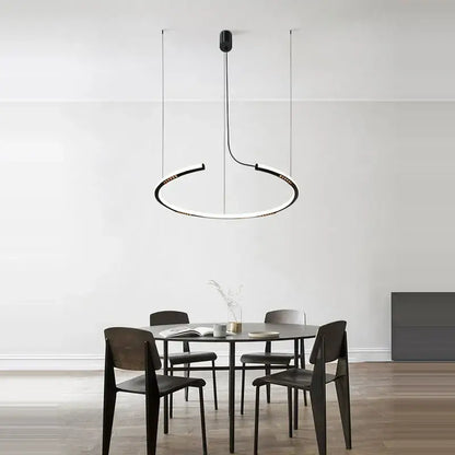 Modern minimalist decorbites led square sensor chandelier with black and white circular led ring for living room lighting