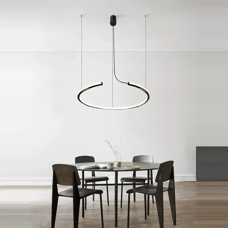 Modern minimalist decorbites led square sensor chandelier with black and white circular led ring for living room lighting