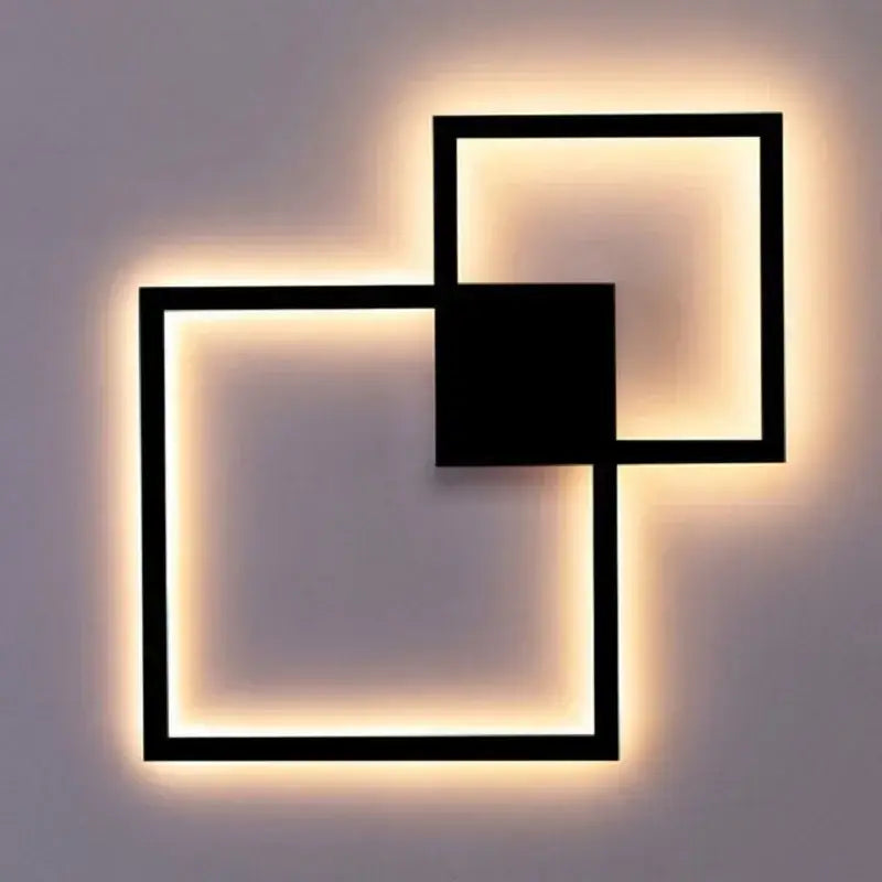 Modern black decorbites led square wall lamp with warm ambient lighting for living room bedroom foyer decor
