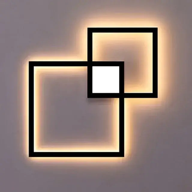 Modern black decorbites led square wall lamp with warm glowing light for living room bedroom and foyer decor lighting