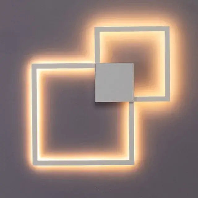Modern white decorbites led square wall lamp with warm glowing light for indoor living room bedroom foyer decor