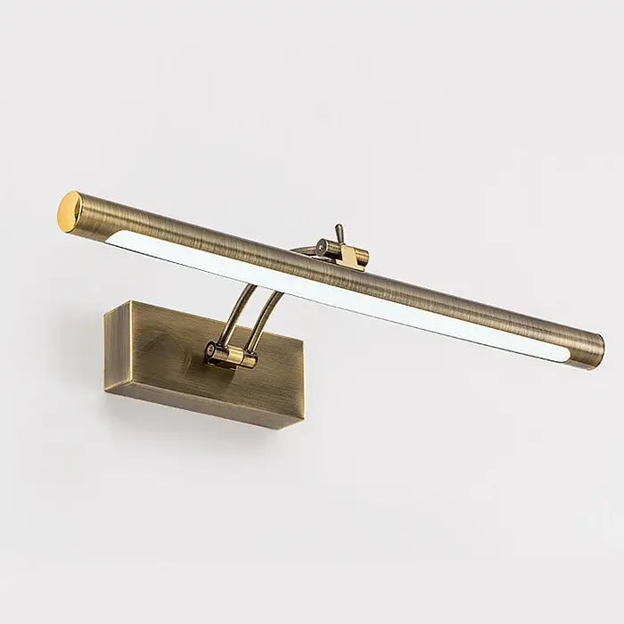 Brass-finished led wall lamp with sleek elongated design and adjustable arm in decorbites led stainless steel bathroom sconce
