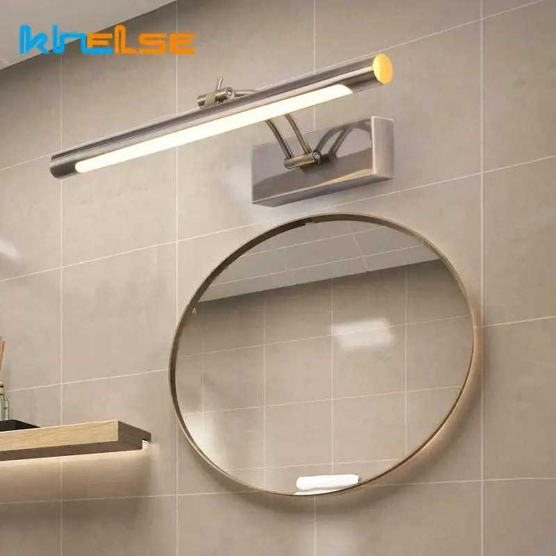 Modern chrome-finished decorbites led stainless steel wall lamp with elongated rectangular design and adjustable arms for bathroom use