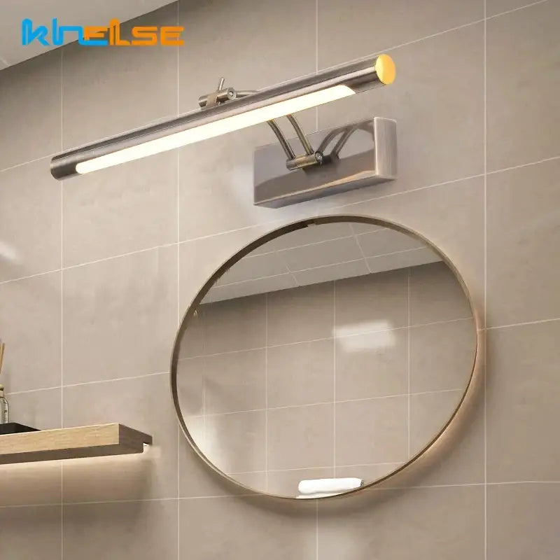 Modern chrome finished decorbites led stainless steel wall lamp with elongated design and adjustable arm for bathroom use