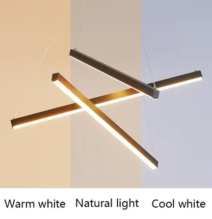 Modern geometric decorbites™ led stair ceiling chandelier with black metal frames and warm white led illumination