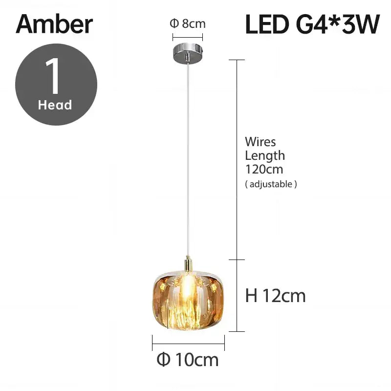 Amber faceted glass pendant light with chrome fixture and adjustable wire for decorbites led stair chandelier