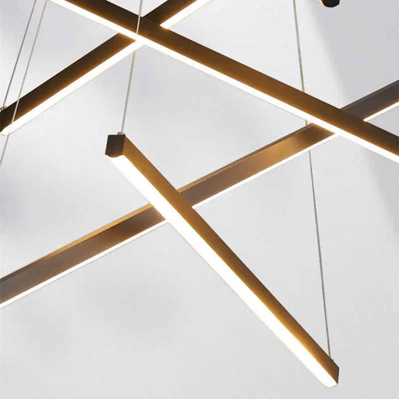 Modern geometric decorbites led stair chandelier with warm white led illumination and brushed gold metal frame for indoor lighting