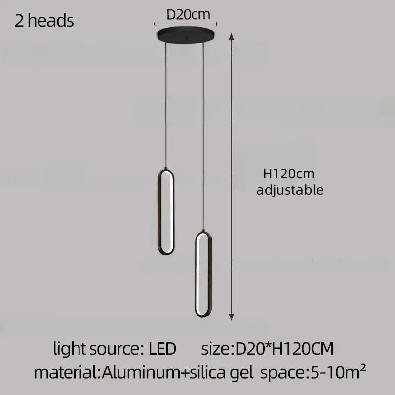 Black modern decorbites led staircase branch chandelier with two rectangular LED heads and aluminum ceiling mount