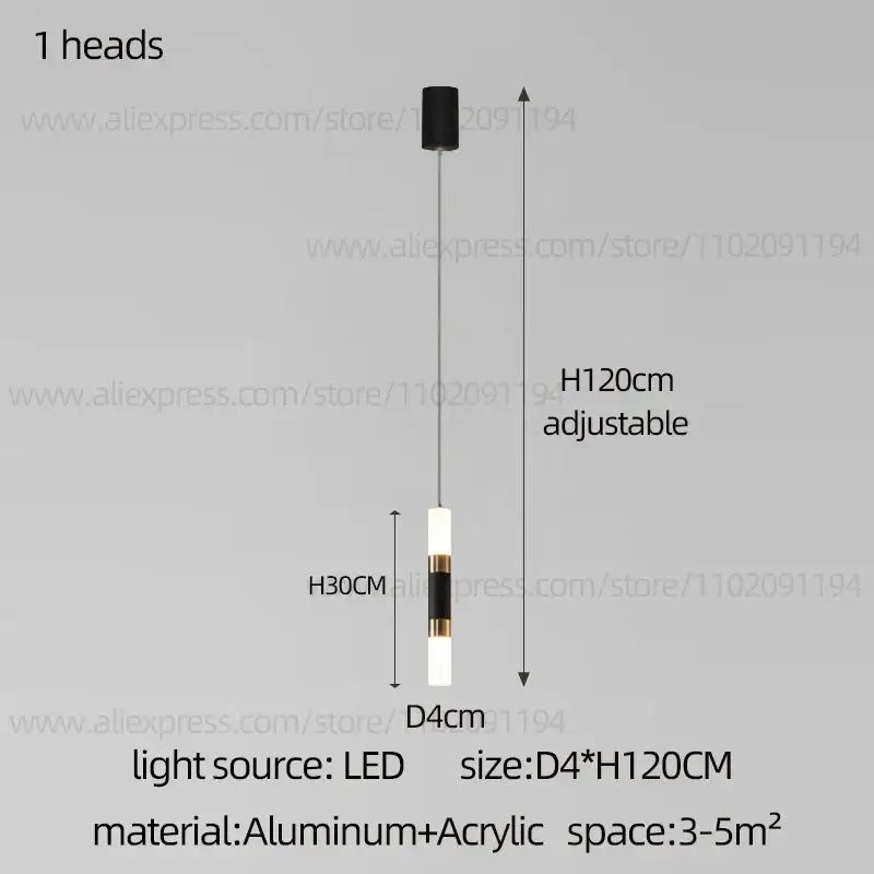 Decorbites™ led staircase chandelier with modern black and white cylindrical design and gold-toned accents for duplex homes