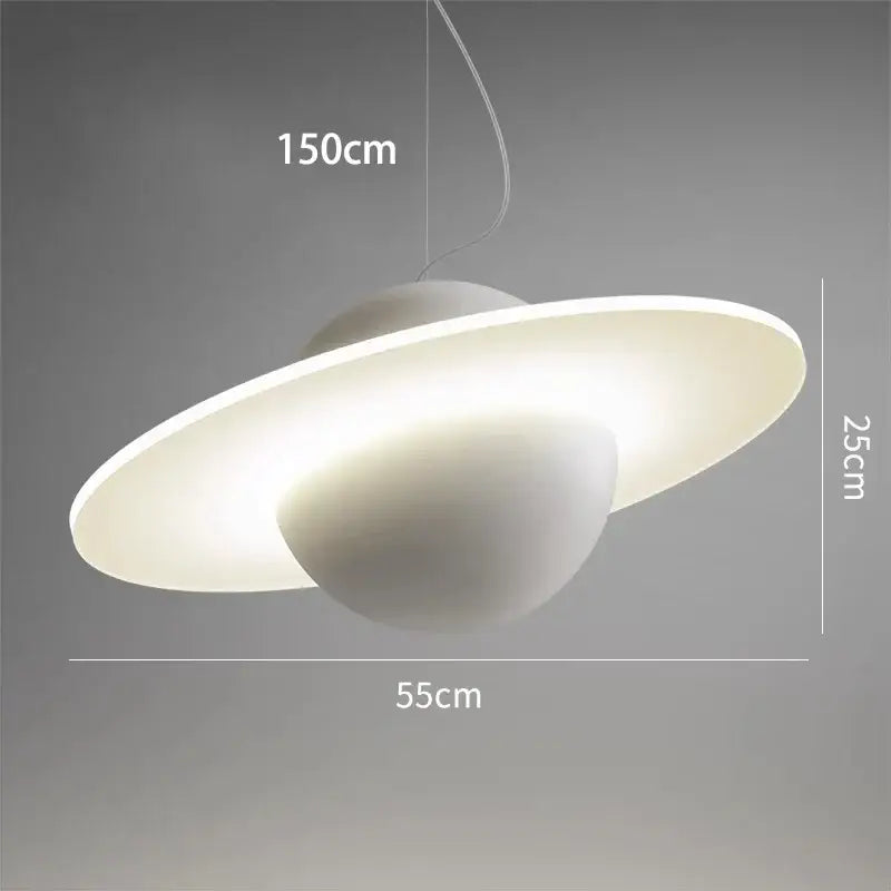 Modern white pendant light with sleek disc design and soft glow in decorbites led staircase chandelier for living room
