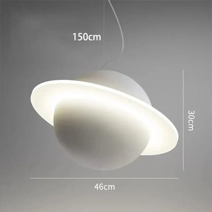 A modern white decorbites led staircase chandelier with sleek concentric circular layers for living room decor