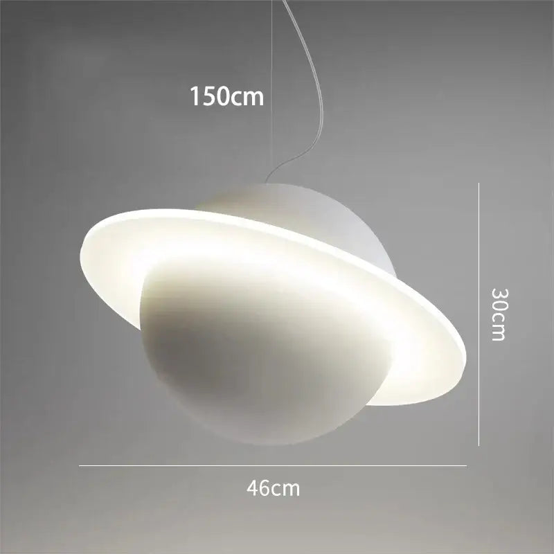 A modern white decorbites led staircase chandelier with sleek concentric circular layers for living room decor