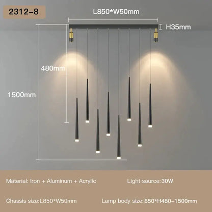 Modern black decorbites led staircase pendant chandelier with sleek iron aluminum and acrylic for luxury living rooms