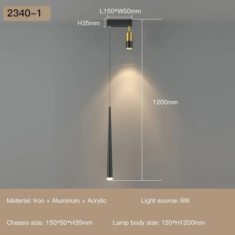 Black and gold modern decorbites led staircase pendant light with sleek elongated design for living room or hall