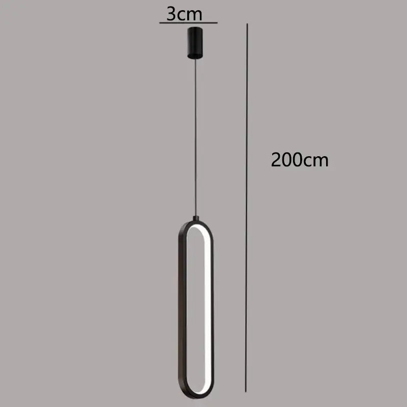 Black minimalist DecorBites led staircase pendant light with sleek oval design and integrated LED lighting for modern spaces