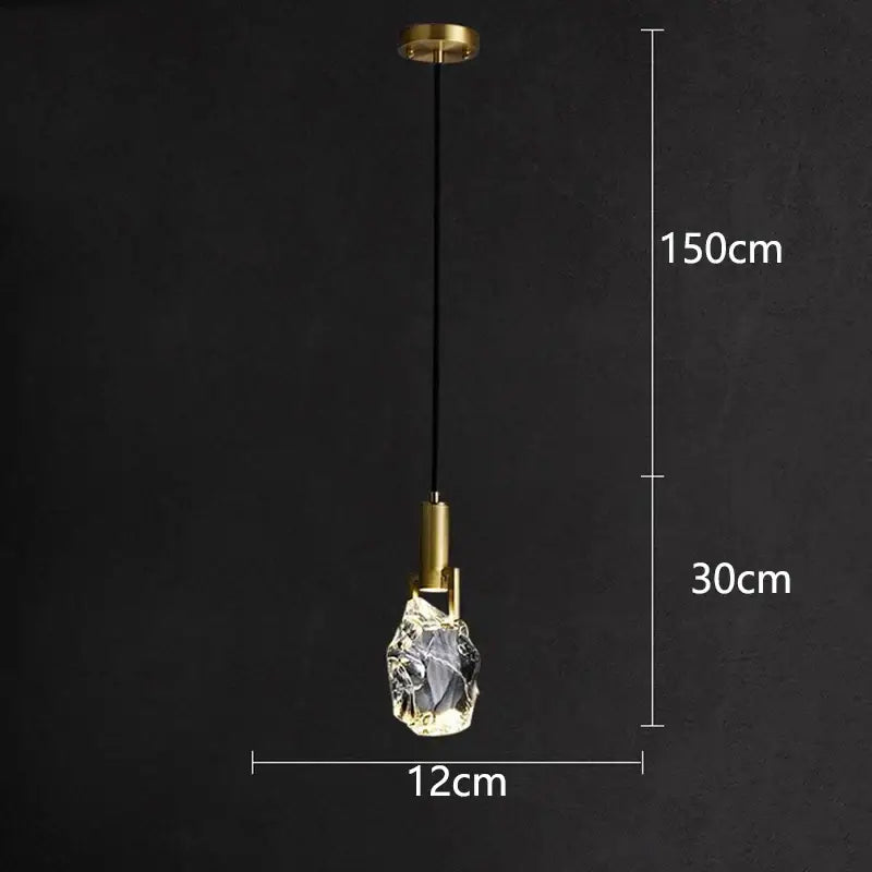 Decorbites led staircase pendant light with gold metal fixture and clear crystal glass shade for modern indoor lighting