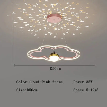 DecorBites led star chandelier with pink frame and gold accents projects stars for kids bedroom and study room lighting