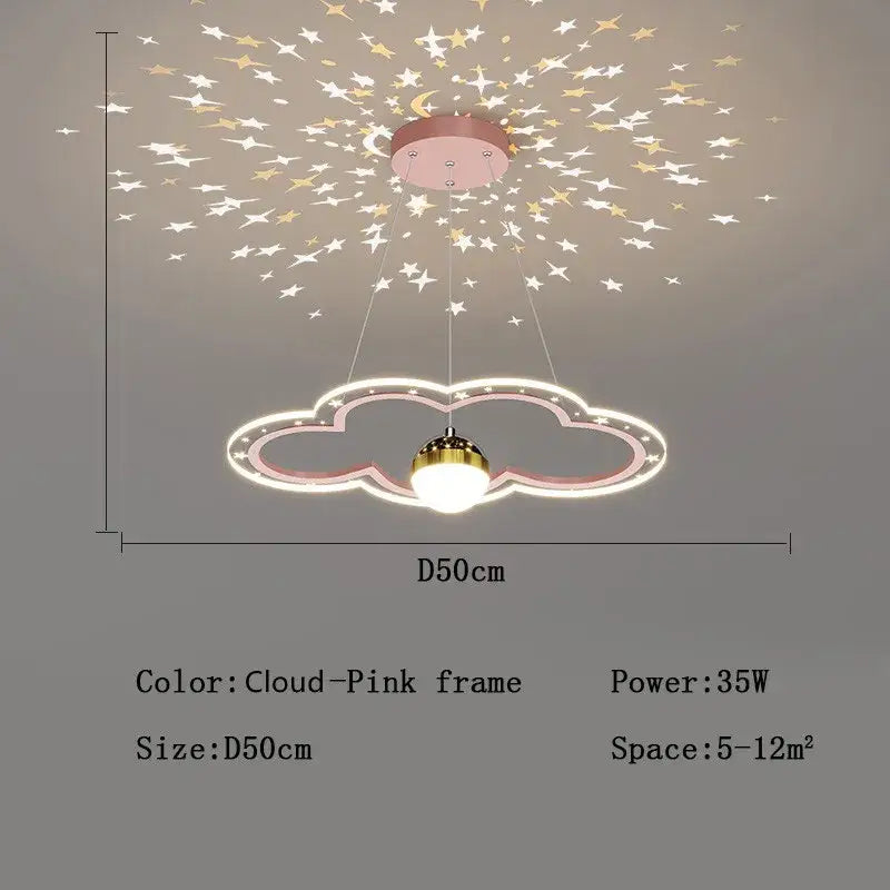 DecorBites led star chandelier with pink frame and gold accents projects stars for kids bedroom and study room lighting