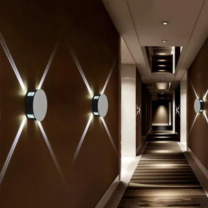 Modern black and white circular decorbites led star wall light with starburst pattern for bar ktv hotel corridor decor
