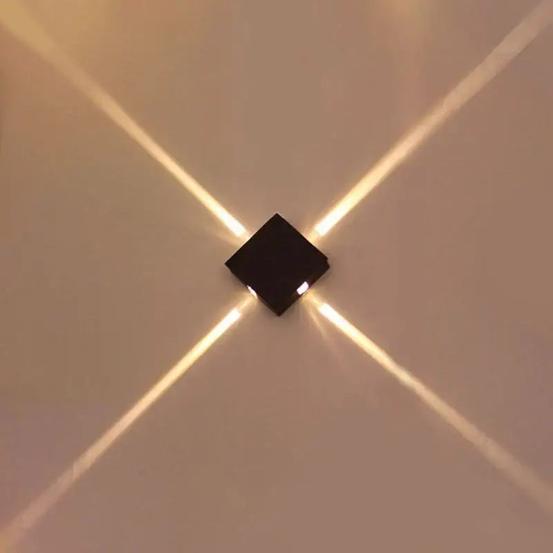 Decorbites led star black square wall light emitting four warm angled beams for bar ktv hotel corridor decoration