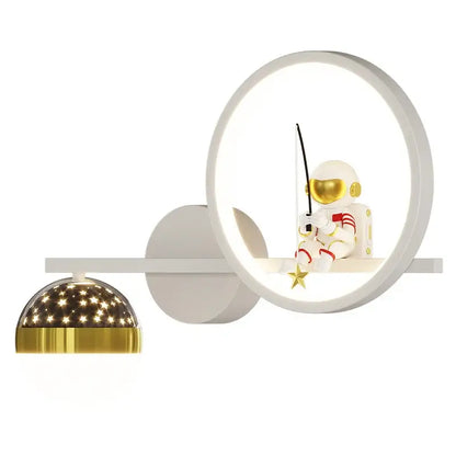 Decorbites led star wall light featuring a white and gold astronaut figurine with dimmable three color illumination