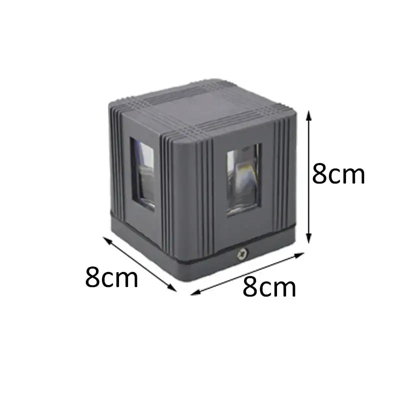 Gray 8cm cube-shaped laser level with two windows featured with decorbites led starlight wall lamp for versatile use