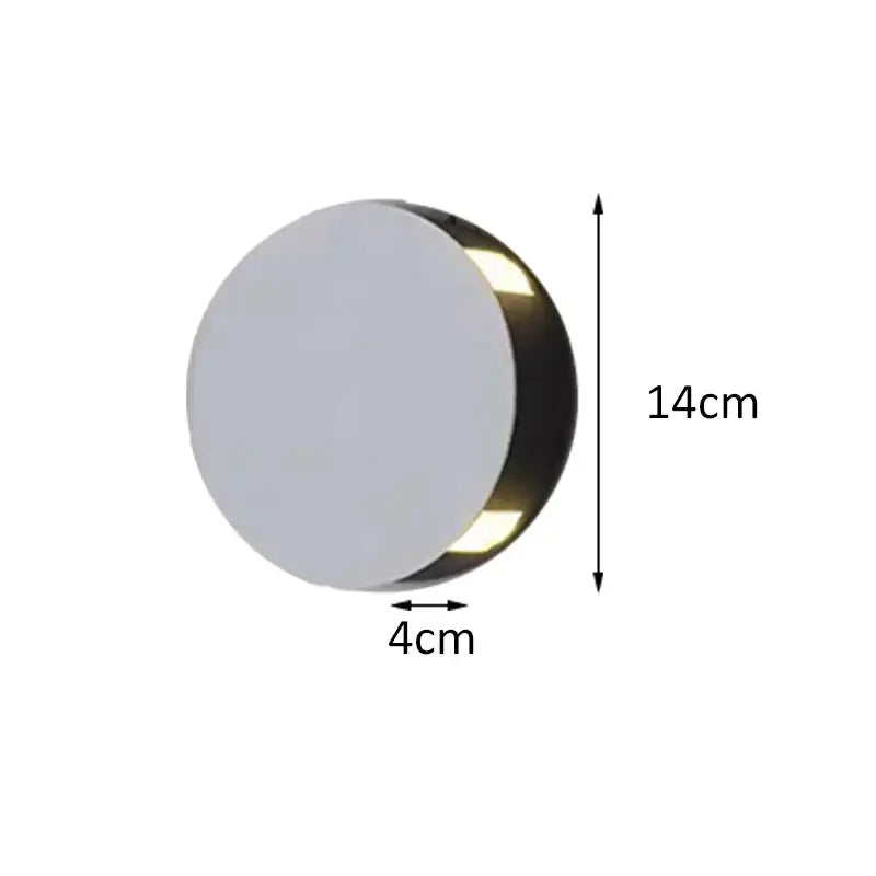 Circular wall lamp with matte white front and polished gold rim from DecorBites led starlight wall series for indoor outdoor use
