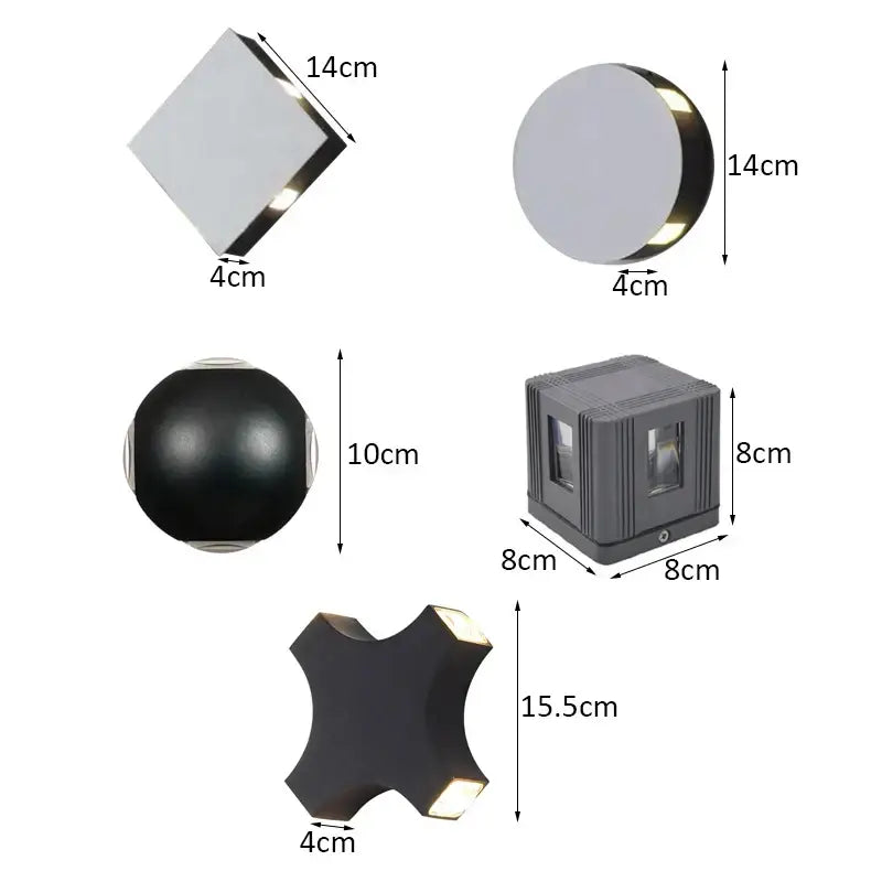 Modern black and silver decorbites led starlight wall lamps with geometric designs for garden yard and indoor use